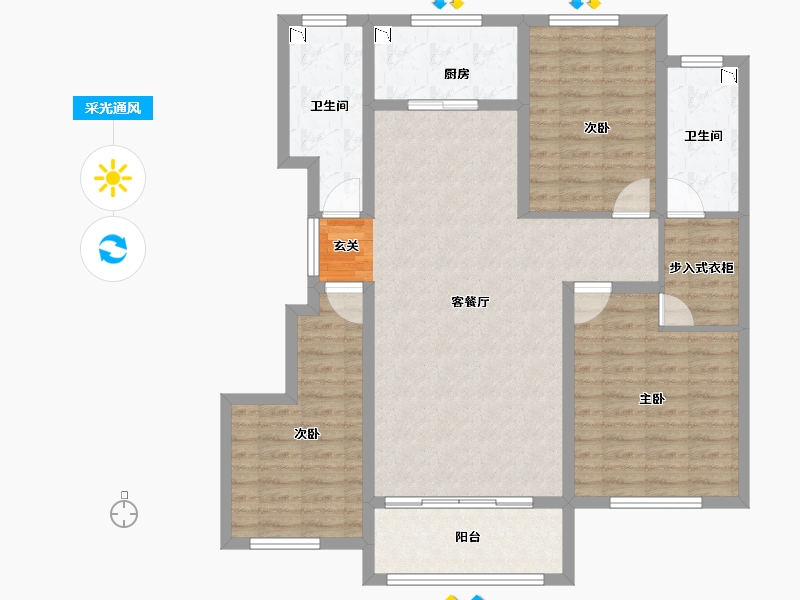 山东省-潍坊市-中房花漫里-107.00-户型库-采光通风