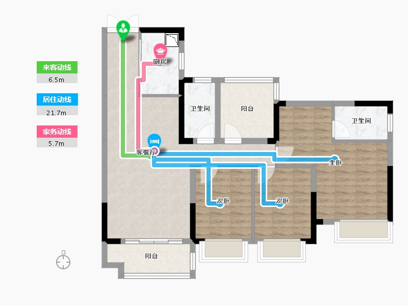 广西壮族自治区-南宁市-交投地产阳光100阿尔勒-90.31-户型库-动静线