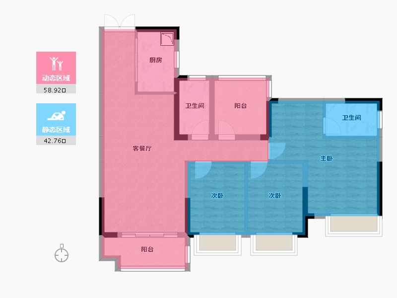 广西壮族自治区-南宁市-交投地产阳光100阿尔勒-90.31-户型库-动静分区