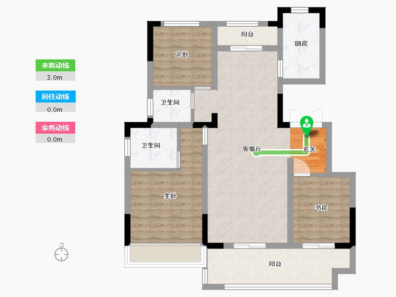 安徽省-滁州市-北京城房时代庄园-86.40-户型库-动静线