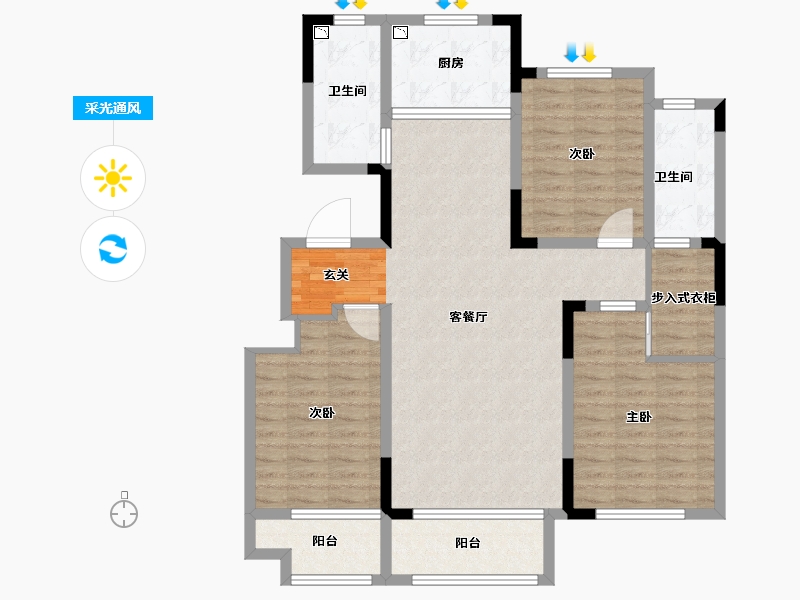 山东省-潍坊市-中房花漫里-108.00-户型库-采光通风