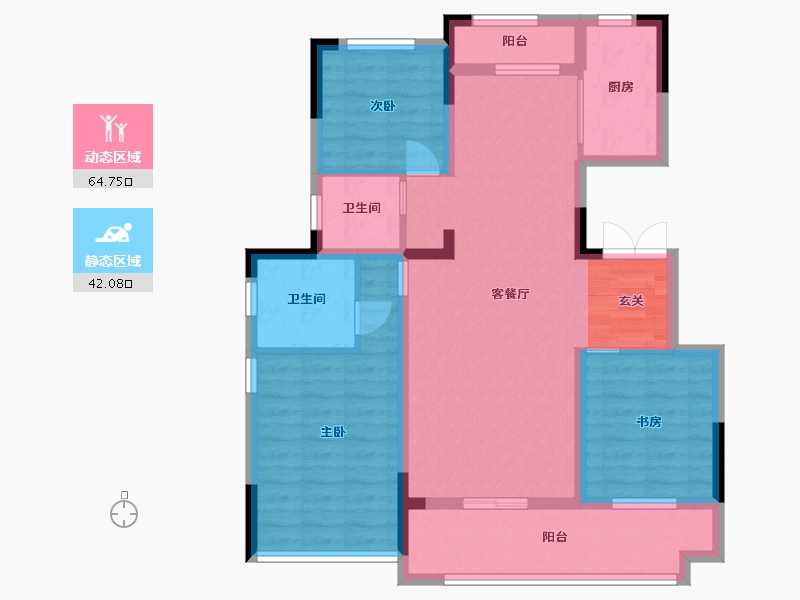 安徽省-滁州市-北京城房时代庄园-95.20-户型库-动静分区