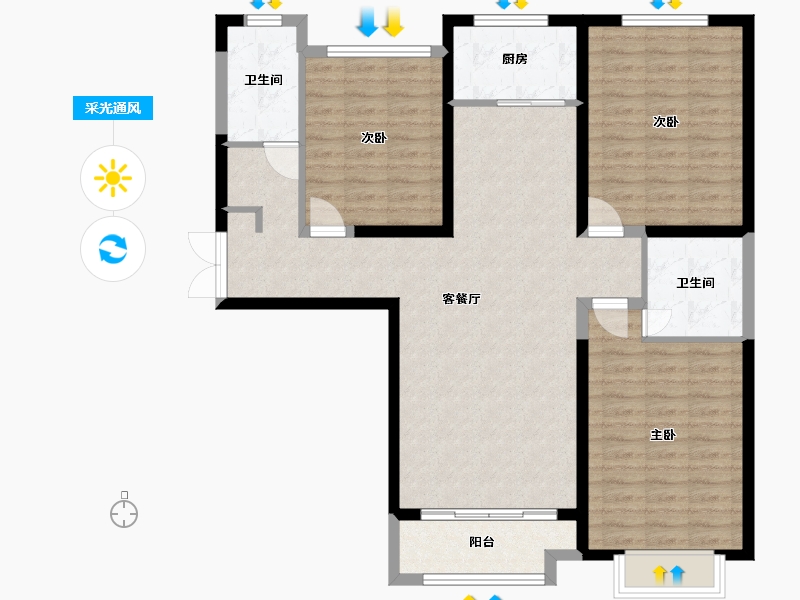 山西省-太原市-广电新景-106.08-户型库-采光通风