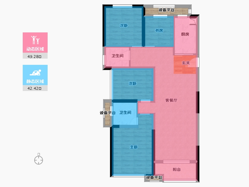 浙江省-嘉兴市-绿城桂语钱塘-84.02-户型库-动静分区