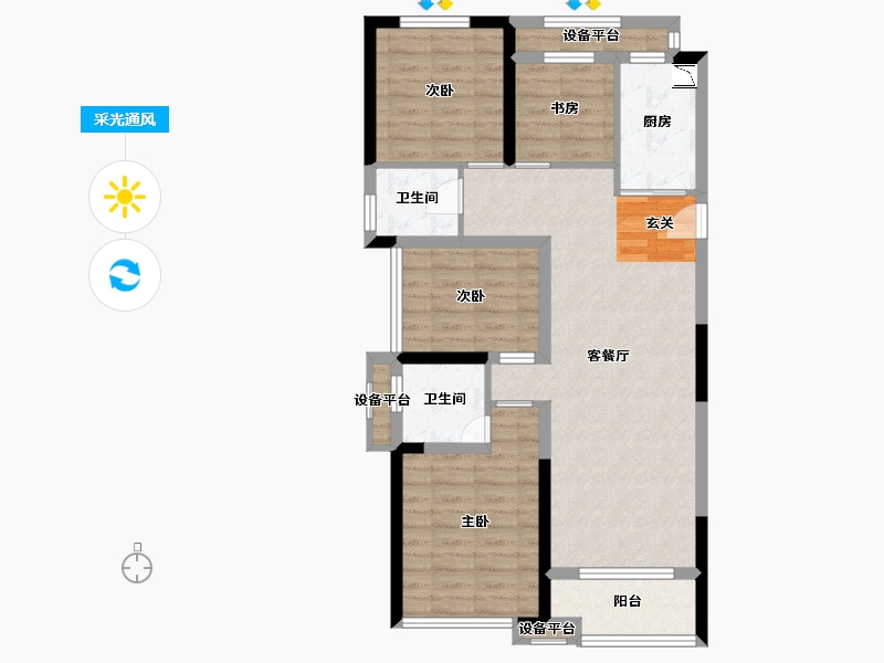 浙江省-嘉兴市-绿城桂语钱塘-84.02-户型库-采光通风