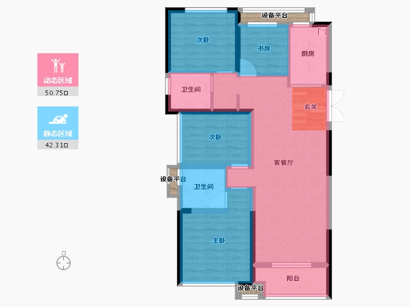 浙江省-嘉兴市-绿城桂语钱塘-84.81-户型库-动静分区