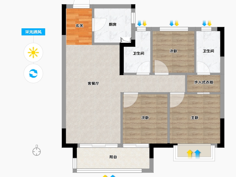 江西省-赣州市-绿地赣州城际空间站-76.80-户型库-采光通风