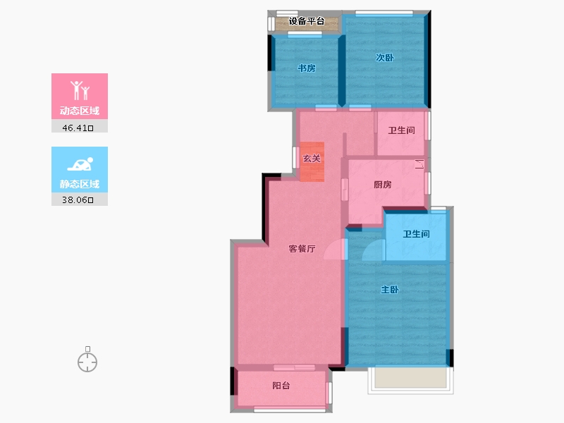 浙江省-杭州市-融创金成璞樾大观-75.58-户型库-动静分区