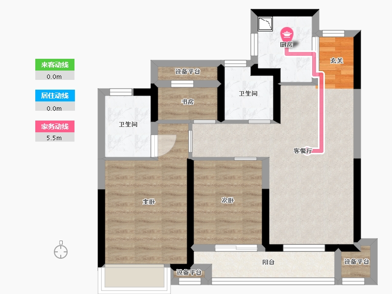 浙江省-嘉兴市-绿城桂语钱塘-64.57-户型库-动静线