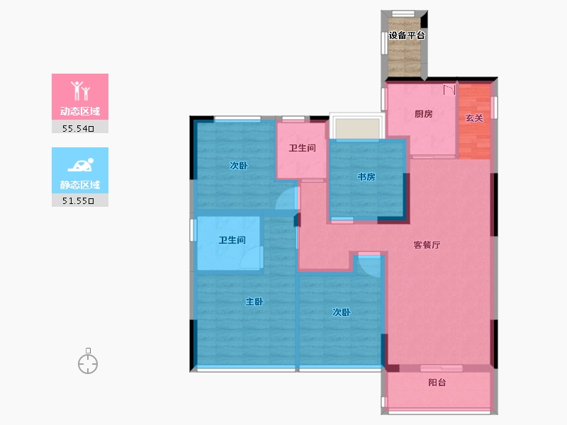 浙江省-杭州市-久尚云筑-97.60-户型库-动静分区