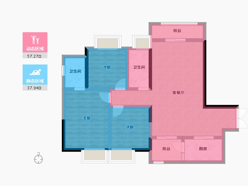 湖南省-株洲市-亿都新天地-83.99-户型库-动静分区