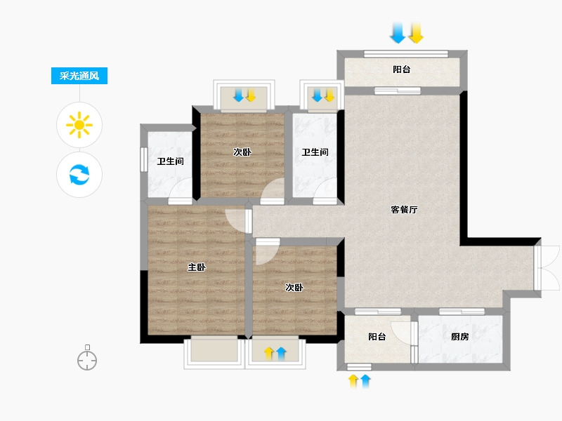 湖南省-株洲市-亿都新天地-83.99-户型库-采光通风