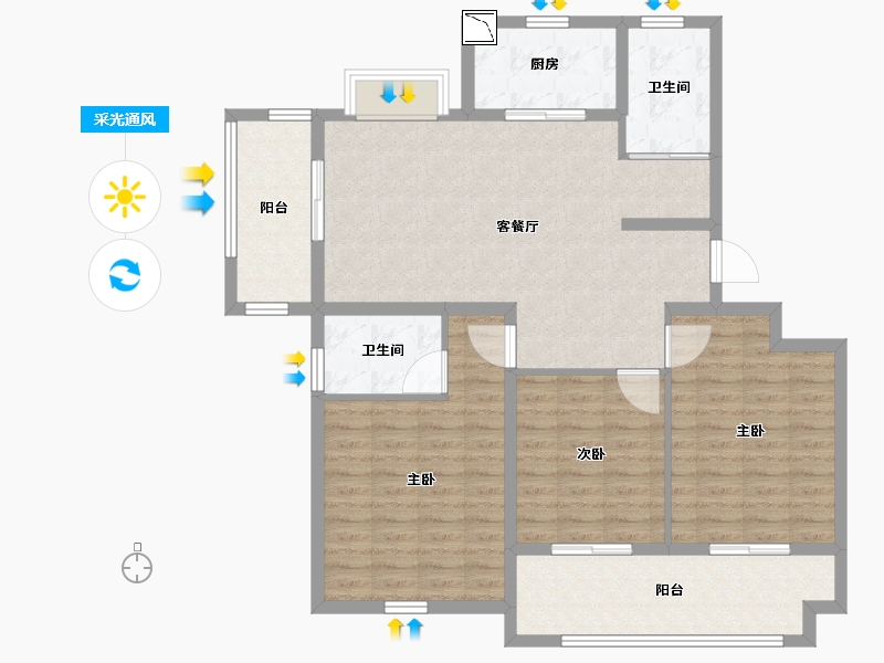 江苏省-淮安市-香溢茗园-110.00-户型库-采光通风