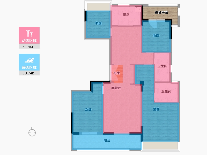 浙江省-杭州市-绿城和庐-102.56-户型库-动静分区