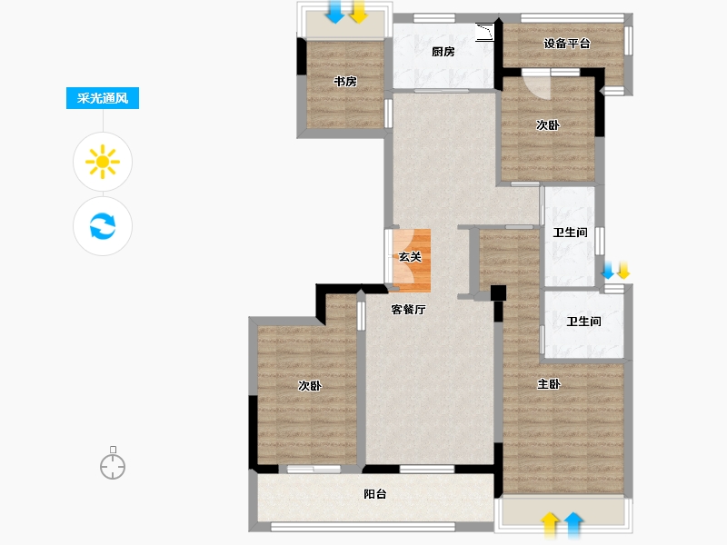 浙江省-杭州市-绿城和庐-102.56-户型库-采光通风