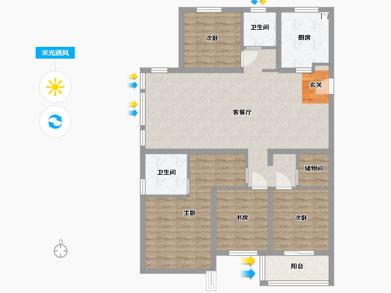 浙江省-杭州市-泰禾世茂大城小院-101.35-户型库-采光通风