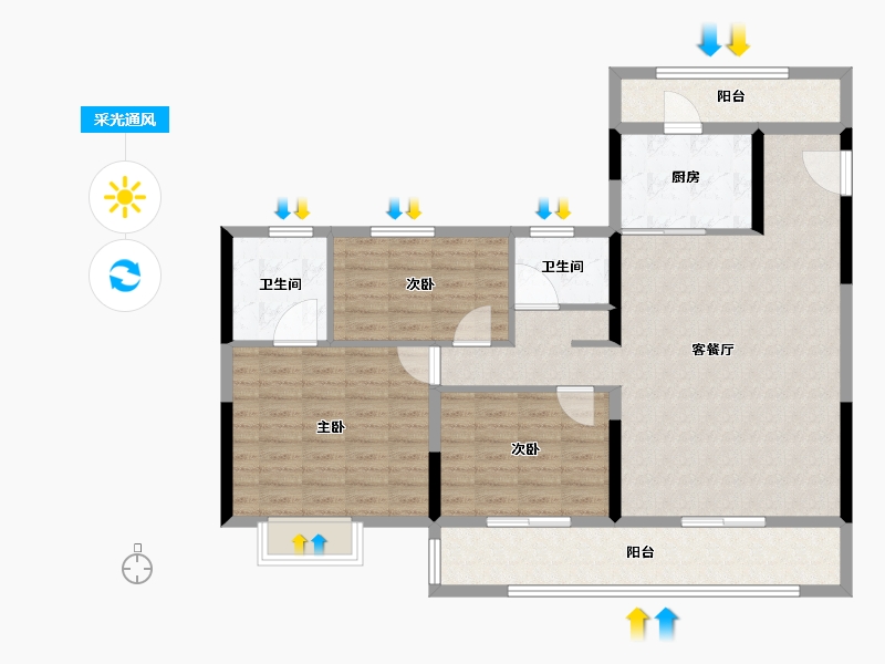 陕西省-咸阳市-日月公馆-108.81-户型库-采光通风