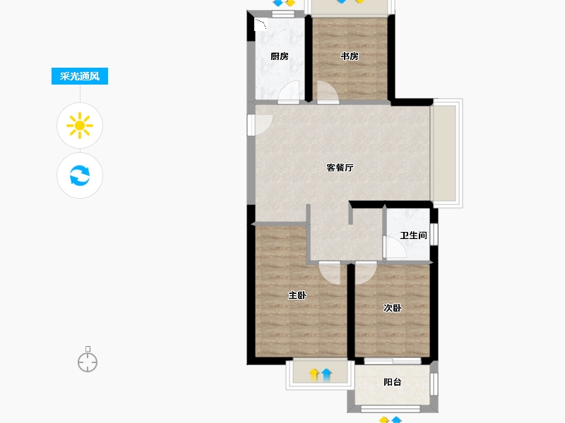 河南省-郑州市-朗悦公园府-63.00-户型库-采光通风