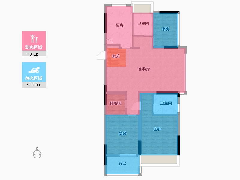 浙江省-杭州市-久尚云筑-80.80-户型库-动静分区