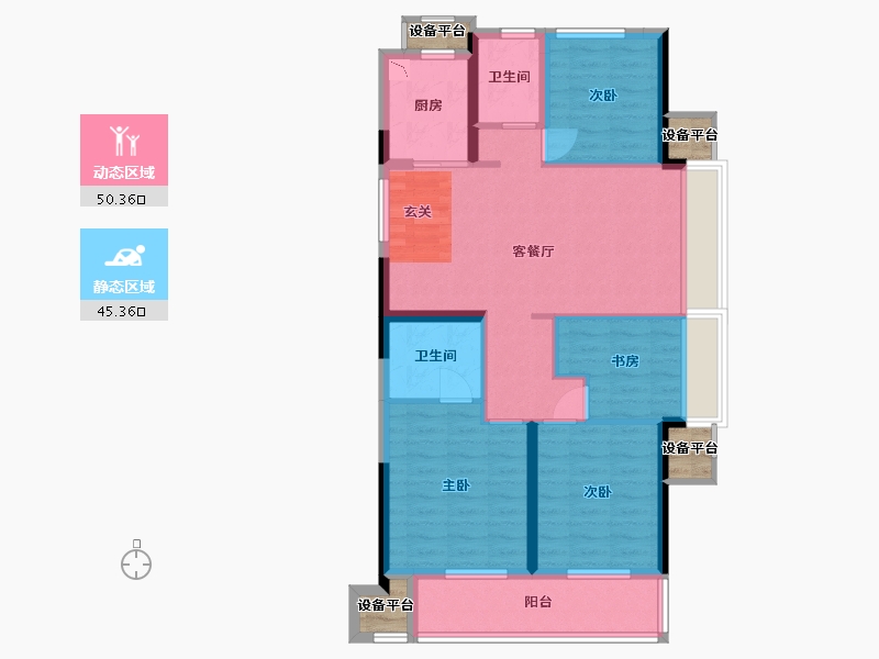 浙江省-嘉兴市-绿城桂语钱塘-90.06-户型库-动静分区