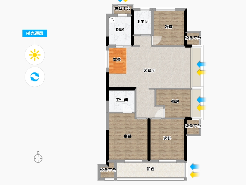 浙江省-嘉兴市-绿城桂语钱塘-90.06-户型库-采光通风