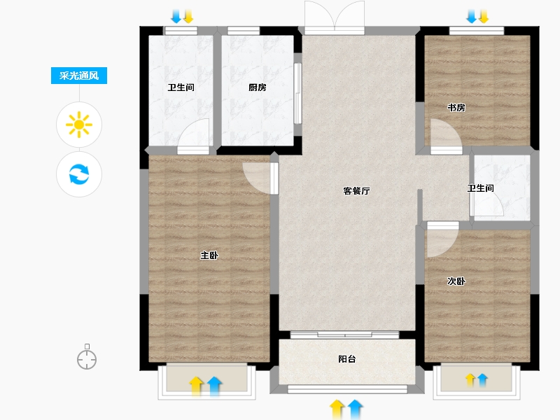 山东省-菏泽市-中达尚城一品-103.21-户型库-采光通风