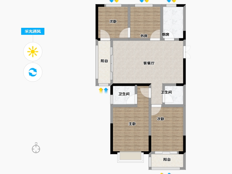 山东省-菏泽市-中达尚城一品-110.40-户型库-采光通风