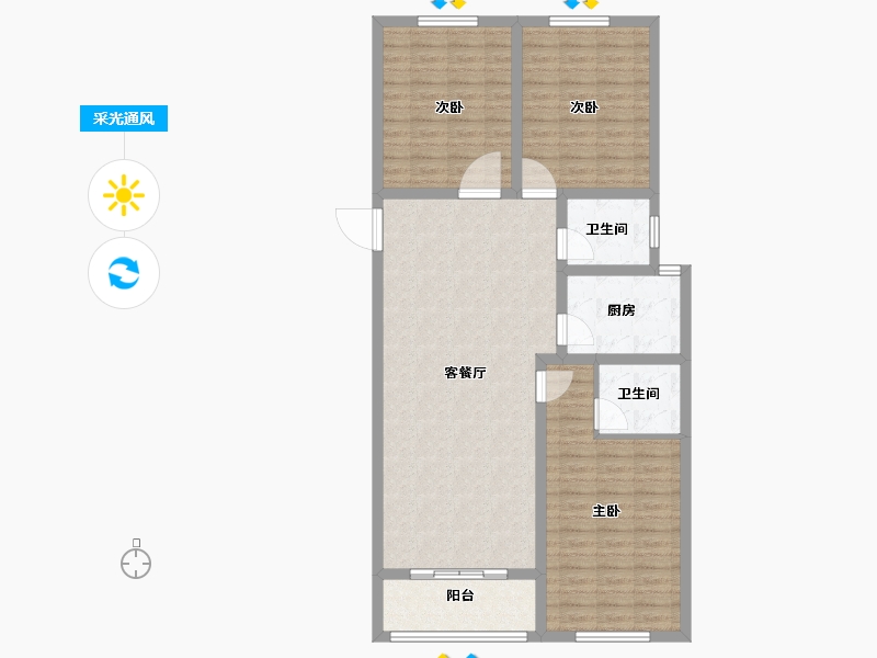 山东省-菏泽市-菏泽华联广场-108.00-户型库-采光通风