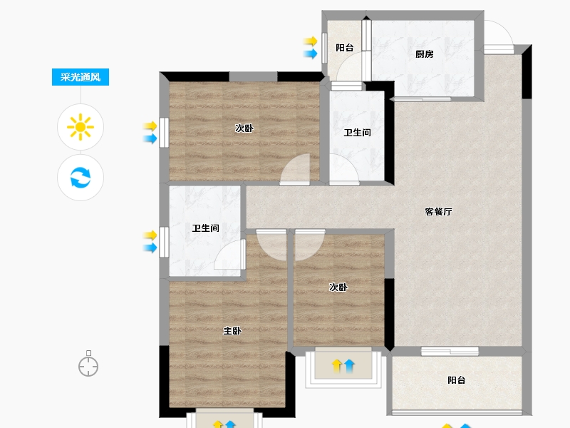 广西壮族自治区-南宁市-汉军冠江台-77.36-户型库-采光通风