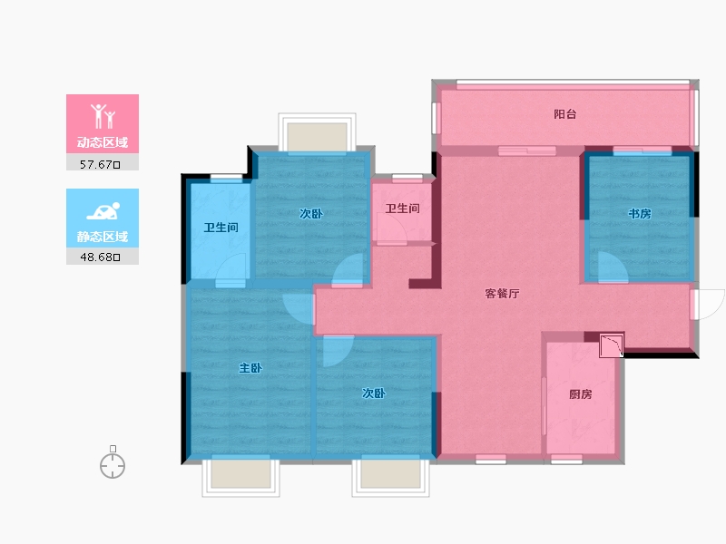 广西壮族自治区-南宁市-东鼎雍和府-94.73-户型库-动静分区