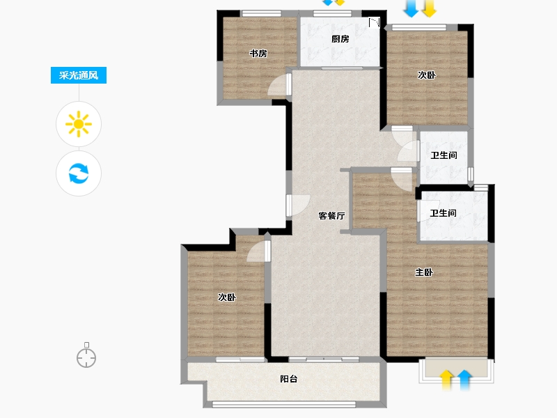 河南省-郑州市-昌建翡翠苑-137.00-户型库-采光通风