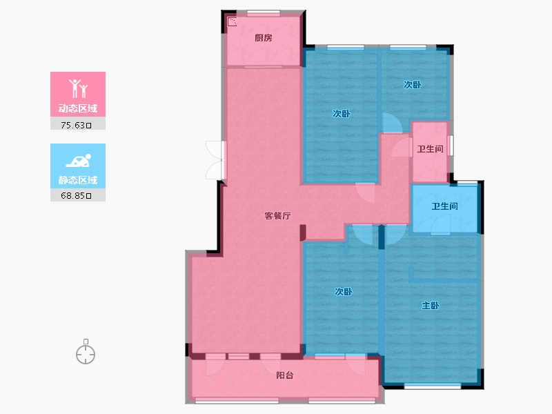 湖北省-武汉市-洺悦芳华-130.29-户型库-动静分区