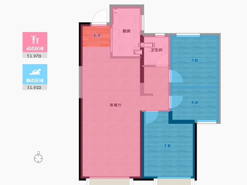 甘肃省-天水市-保利・堂悦-74.58-户型库-动静分区