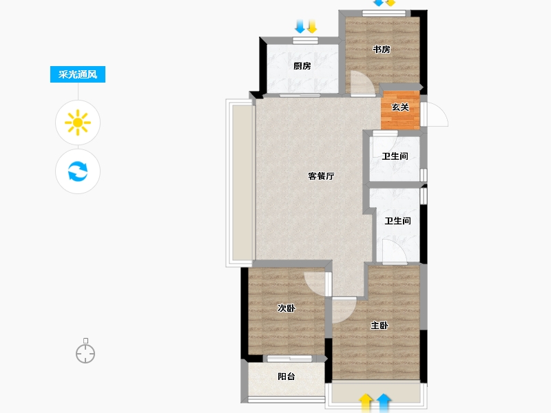 浙江省-杭州市-融创融耀之城-75.19-户型库-采光通风