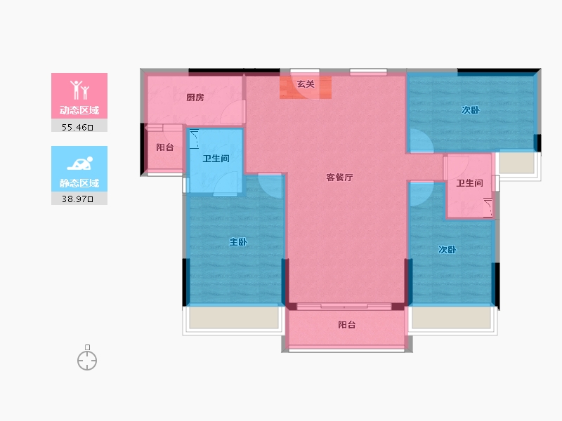 广东省-韶关市-曲江丽景嘉园-85.30-户型库-动静分区