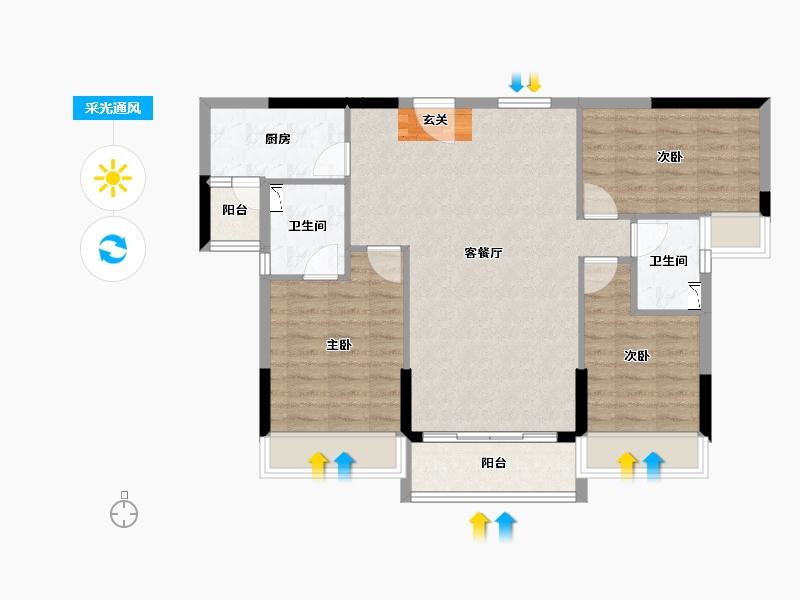 广东省-韶关市-曲江丽景嘉园-85.30-户型库-采光通风