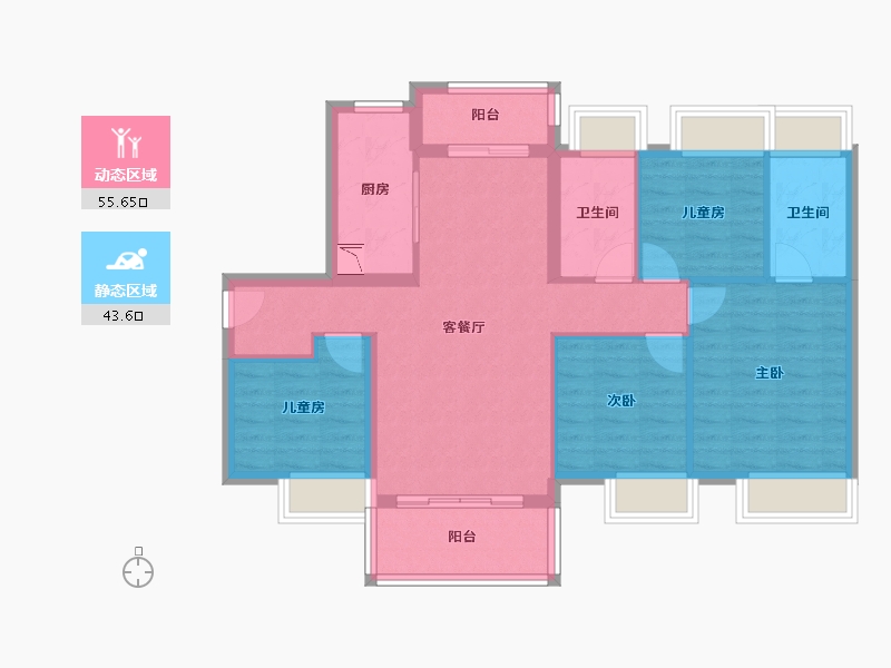 广东省-广州市-越秀保利爱特城-88.62-户型库-动静分区