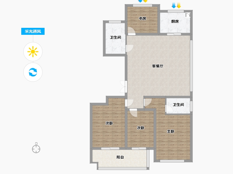 浙江省-绍兴市-天圣大越府-129.54-户型库-采光通风