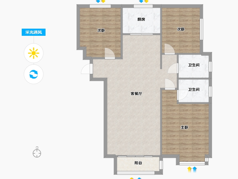 天津-天津市-鸿坤原乡郡-94.92-户型库-采光通风