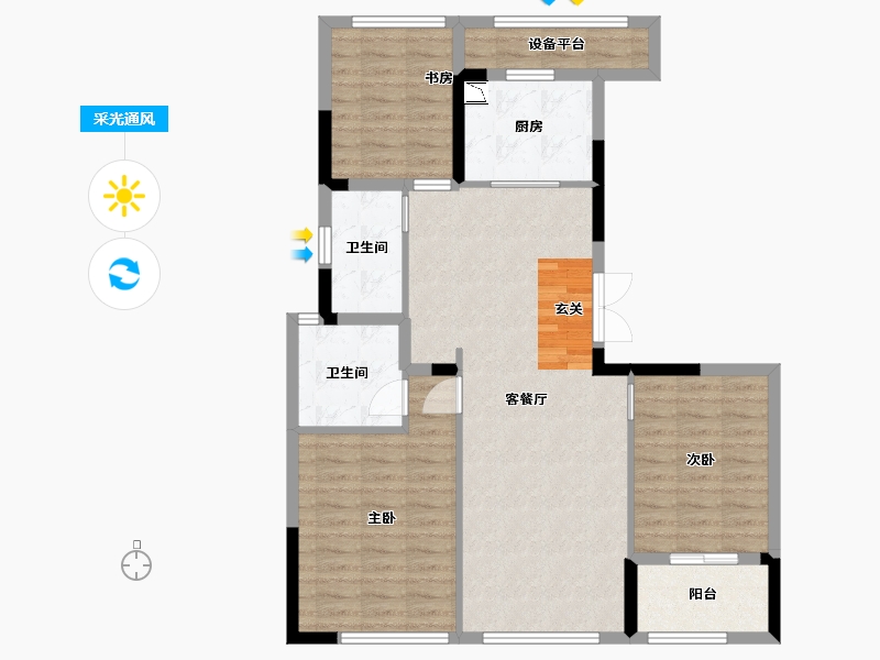 浙江省-杭州市-滨江金地御品-95.20-户型库-采光通风