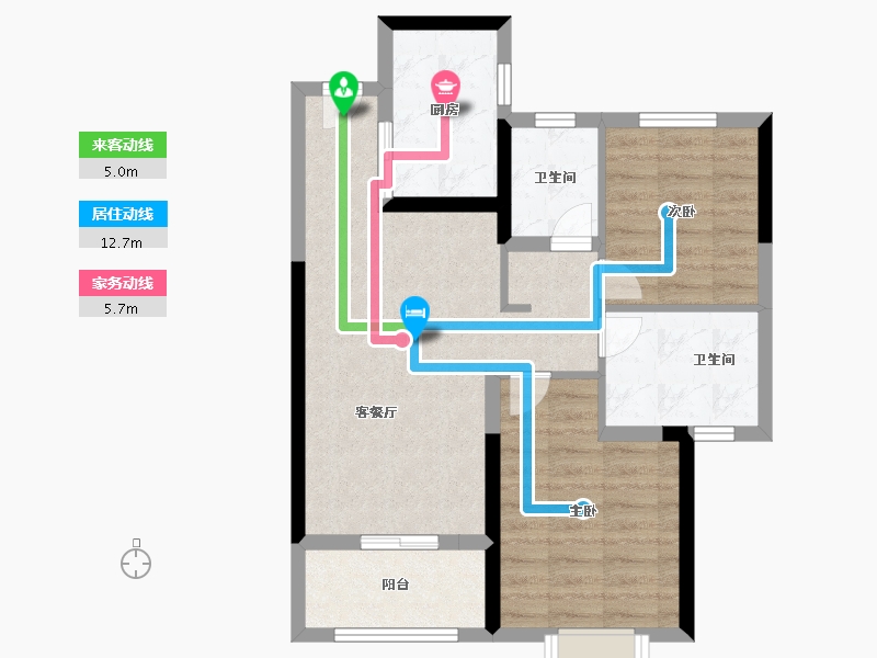 江苏省-南京市-龙湖水晶郦城-66.40-户型库-动静线