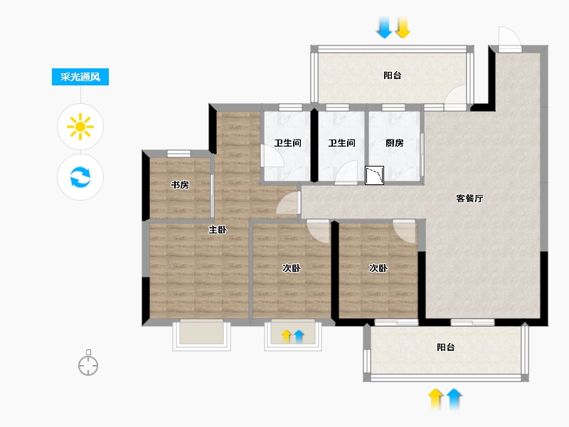 广西壮族自治区-南宁市-锦麟玖玺-109.61-户型库-采光通风