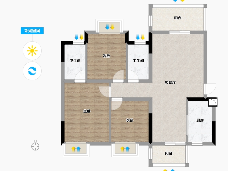 广西壮族自治区-南宁市-南宁九宸府-82.58-户型库-采光通风