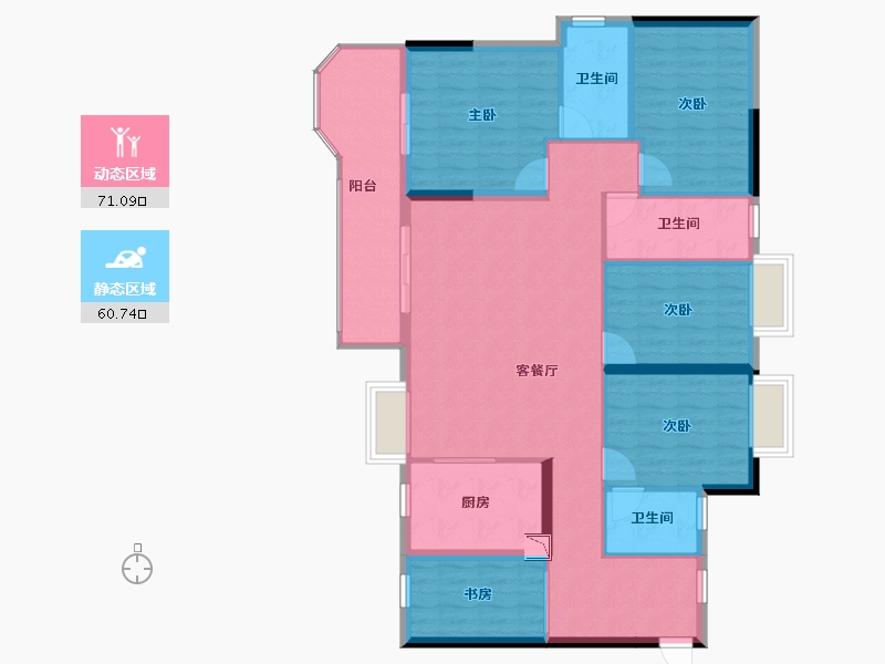 广西壮族自治区-南宁市-汉军冠江台-119.59-户型库-动静分区