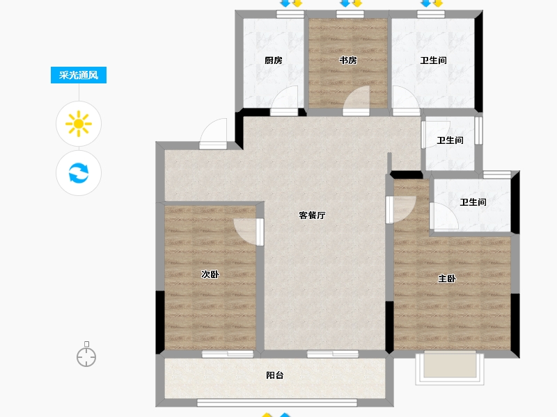 江苏省-南京市-上棠颐和府-96.00-户型库-采光通风