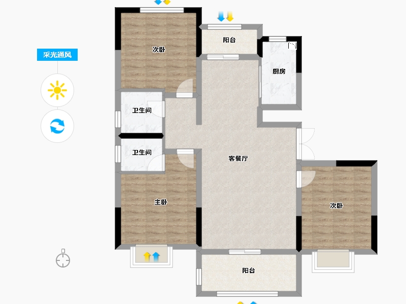 河南省-洛阳市-东豪紫园-98.40-户型库-采光通风