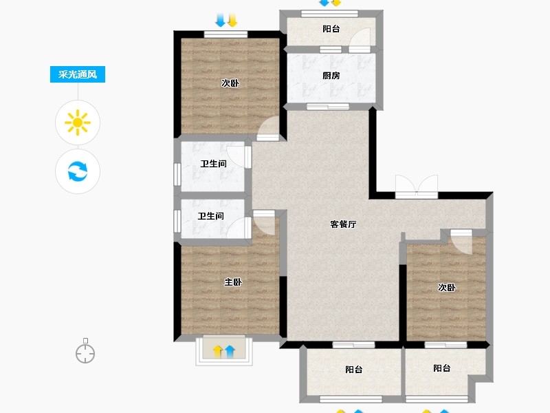 河南省-洛阳市-东豪紫园-96.00-户型库-采光通风