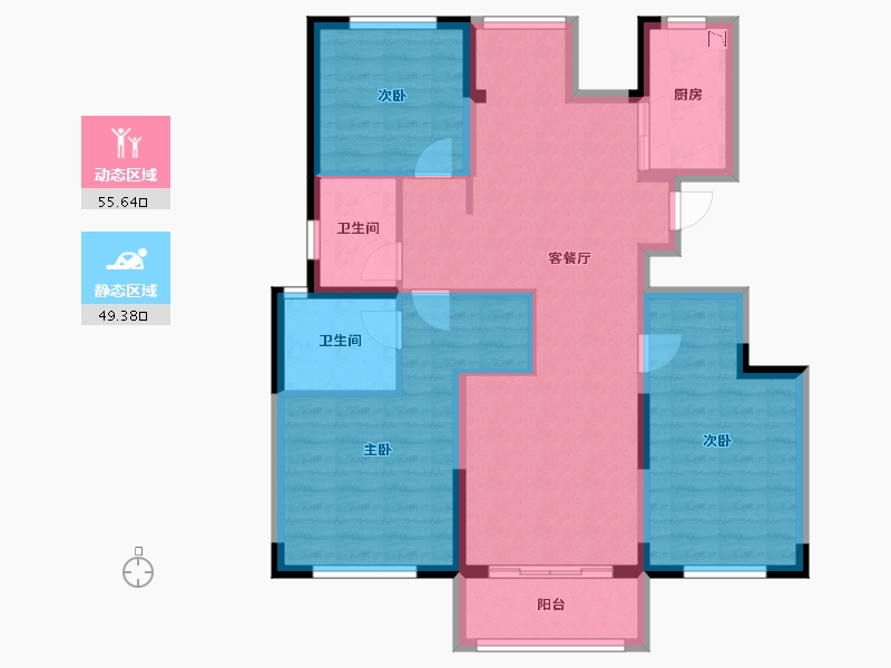 河南省-郑州市-正商湖西学府-93.60-户型库-动静分区