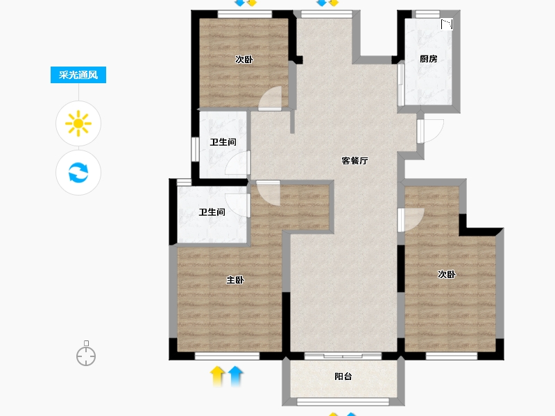 河南省-郑州市-正商湖西学府-93.60-户型库-采光通风