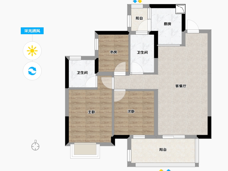 广西壮族自治区-南宁市-南宁九宸府-71.13-户型库-采光通风